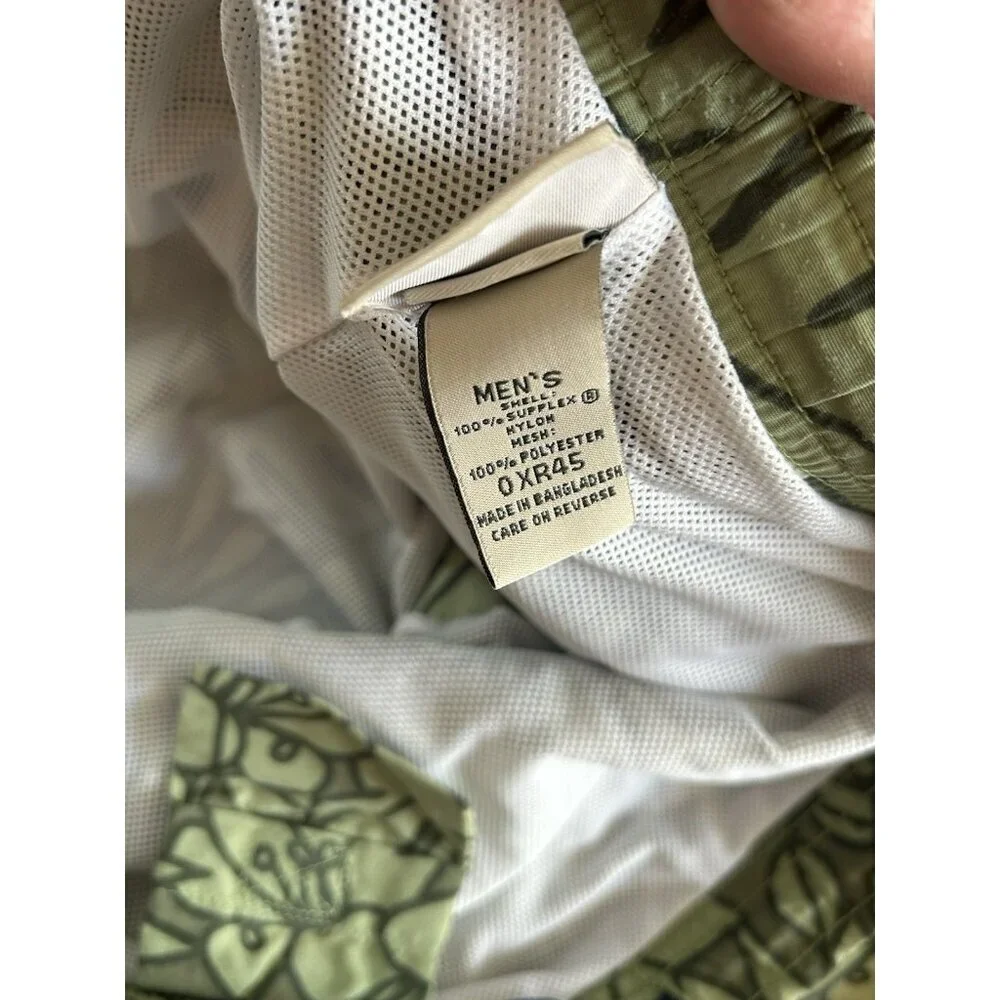 L.L. Bean Men's Nylon Lined Swimming Trunks Shorts Green Adjustable Waist‎ 0X 45
